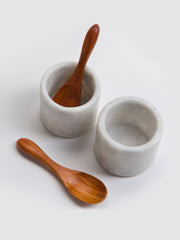 Marble pinch pots with wooden spoons (set of 2) Interiors Kalinko    - Collagerie