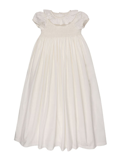 Smock London White Eve hand smocked christening gown at Collagerie