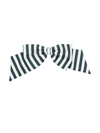 Emilia Wickstead Green and ivory stripe Mayfair bow at Collagerie