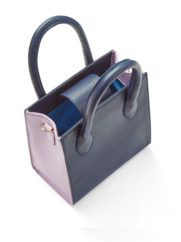 Navy and lilac tote bag