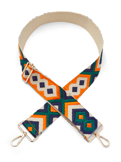 Noble Macmillan Orange green and navy diamond pattern strap at Collagerie