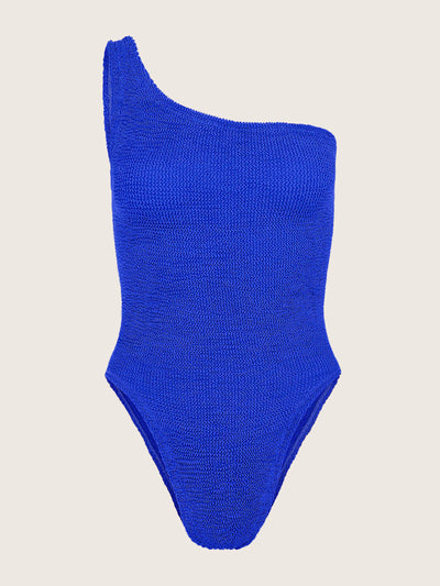 Hunza G Royal blue one-shoulder Nancy swimsuit at Collagerie