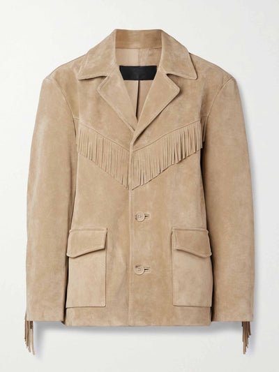 Nili Lotan Fringed oversized suede jacket at Collagerie