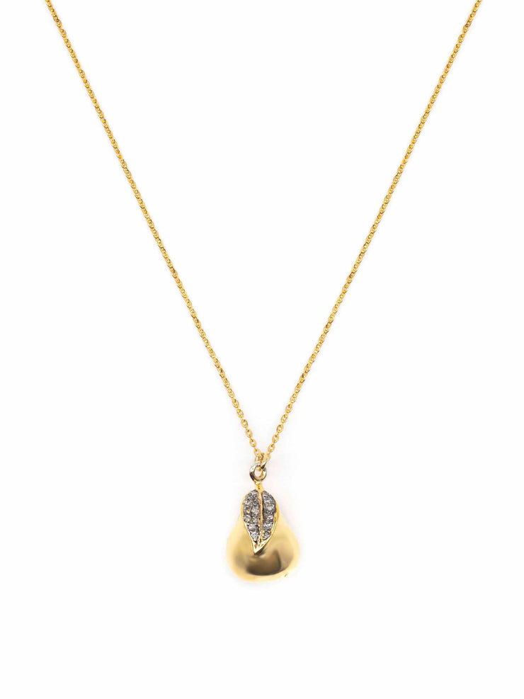 Diamond and gold-plated pear necklace
