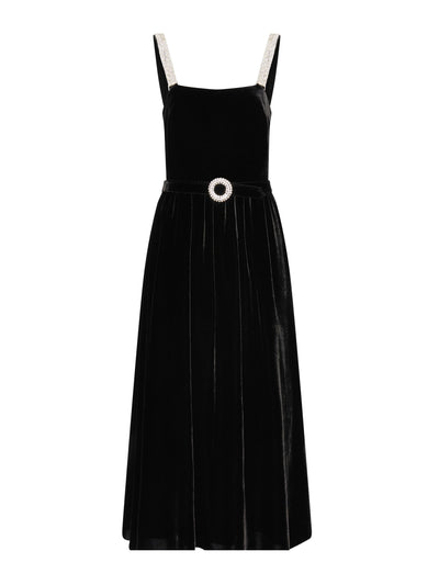 Borgo De Nor Ninet black velvet midi dress at Collagerie