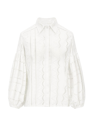 Evarae Embroidered white Nora shirt at Collagerie