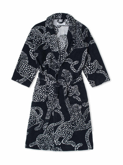 Desmond & Dempsey Navy jaguar print robe at Collagerie
