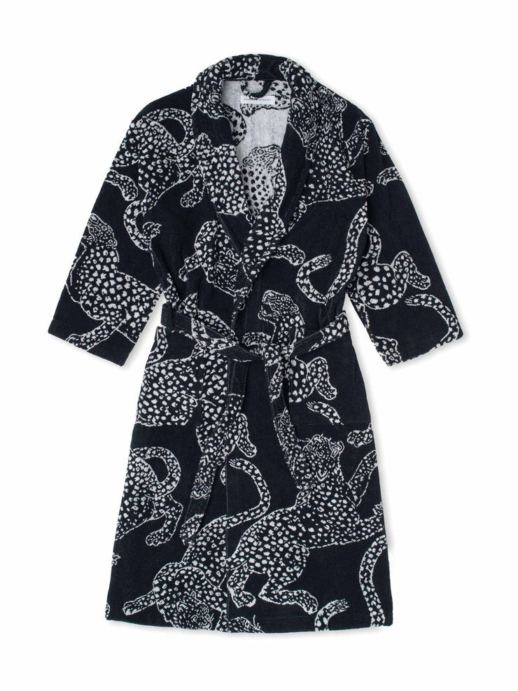 Navy jaguar print robe