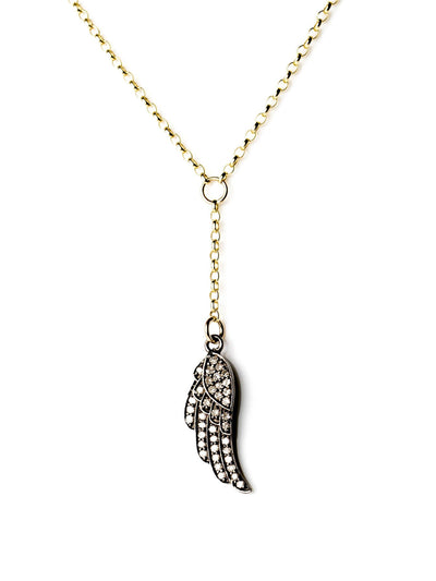 Kirstie Le Marque Diamond angel wing drop pendant necklace at Collagerie