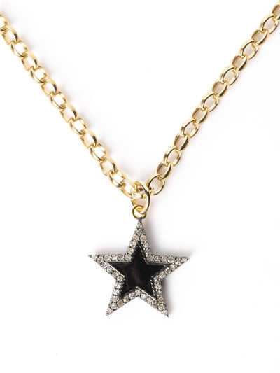 Kirstie Le Marque Diamond and black enamel star necklace at Collagerie