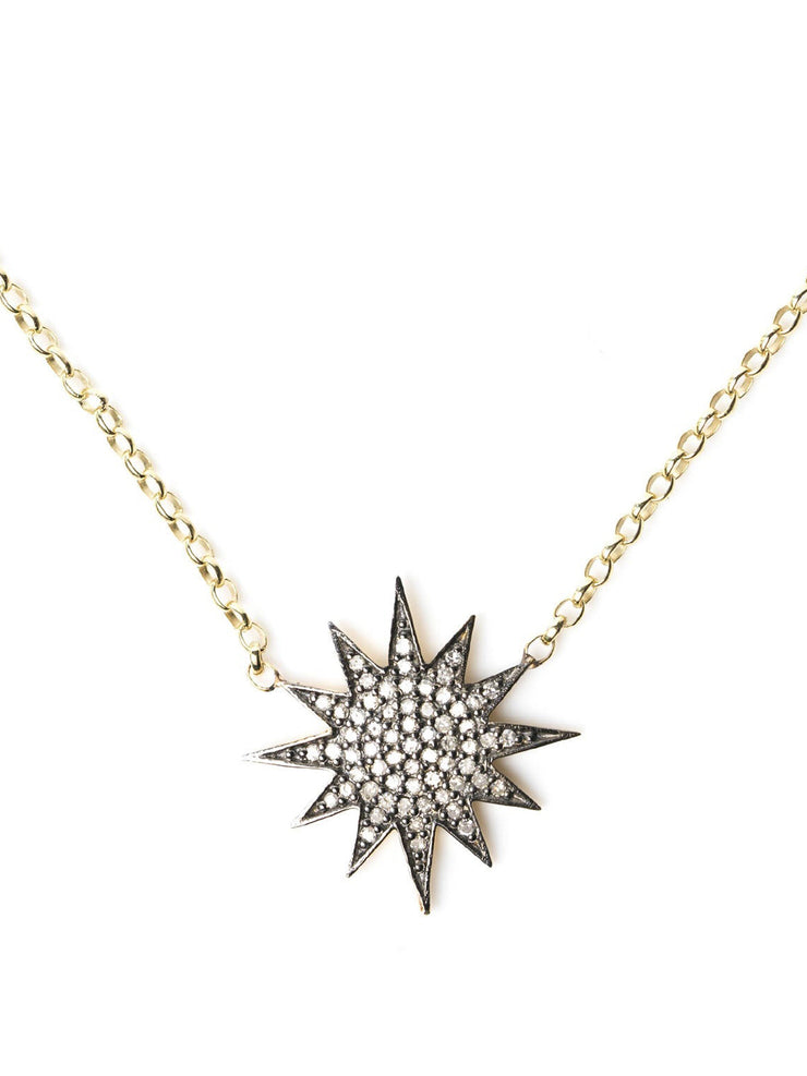 Diamond and gold starburst necklace