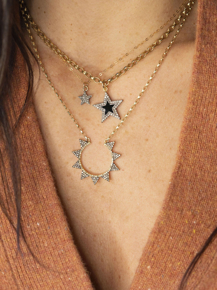 Diamond double-sided star necklace