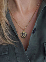 Diamond and black enamel flower coin necklace Jewellery and Watches Kirstie Le Marque    - Collagerie