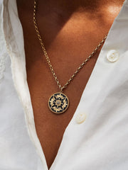 Diamond and black enamel flower coin necklace Jewellery and Watches Kirstie Le Marque    - Collagerie