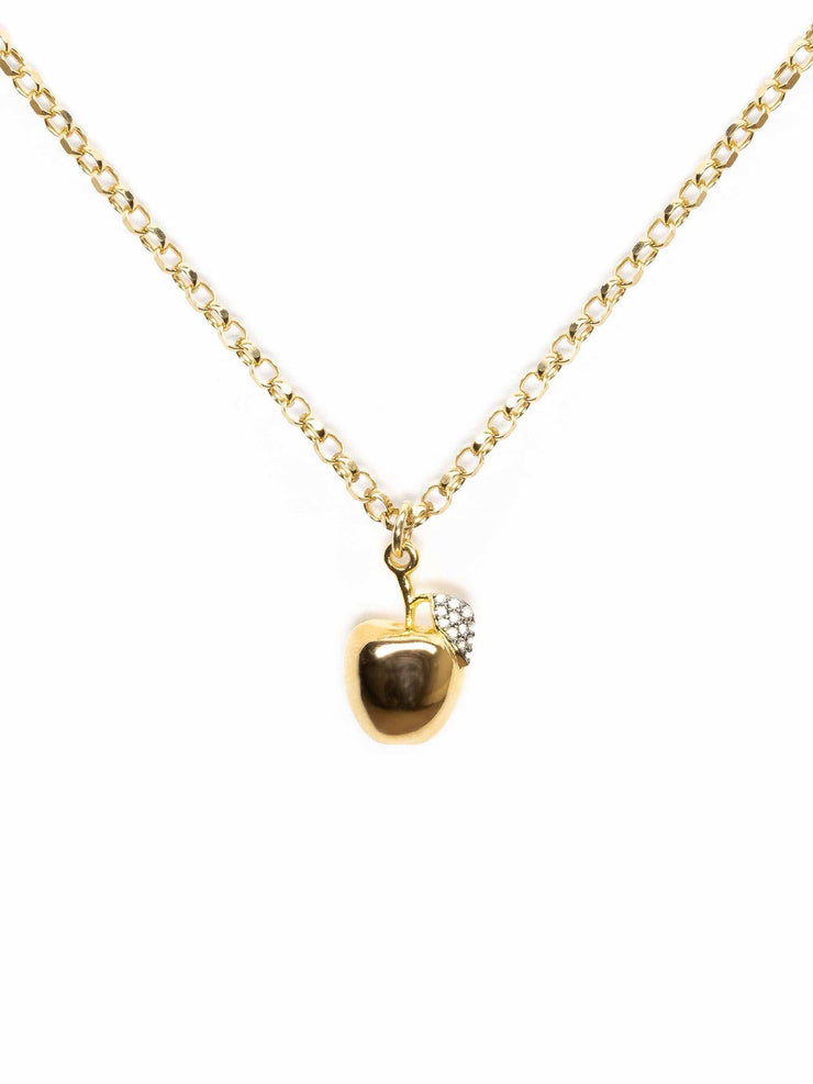 Diamond and gold apple necklace