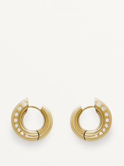 Dévé 18kt gold vermeil and white topaz hoop earrings at Collagerie