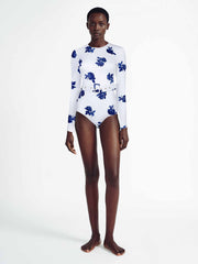 Noor blue and white rose swimsuit