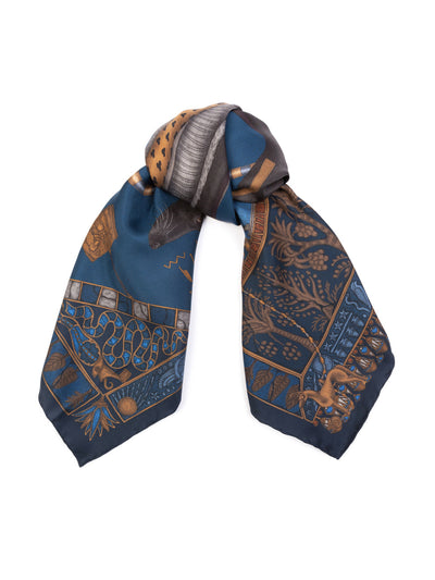 Sabina Savage Ode to Anubis silk twill 90cm scarf at Collagerie