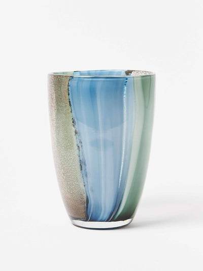 Oliver Bonas Blue and green glass vase at Collagerie