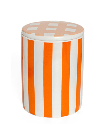 CasaCarta Scented candle in ceramic gingham pot with lid at Collagerie