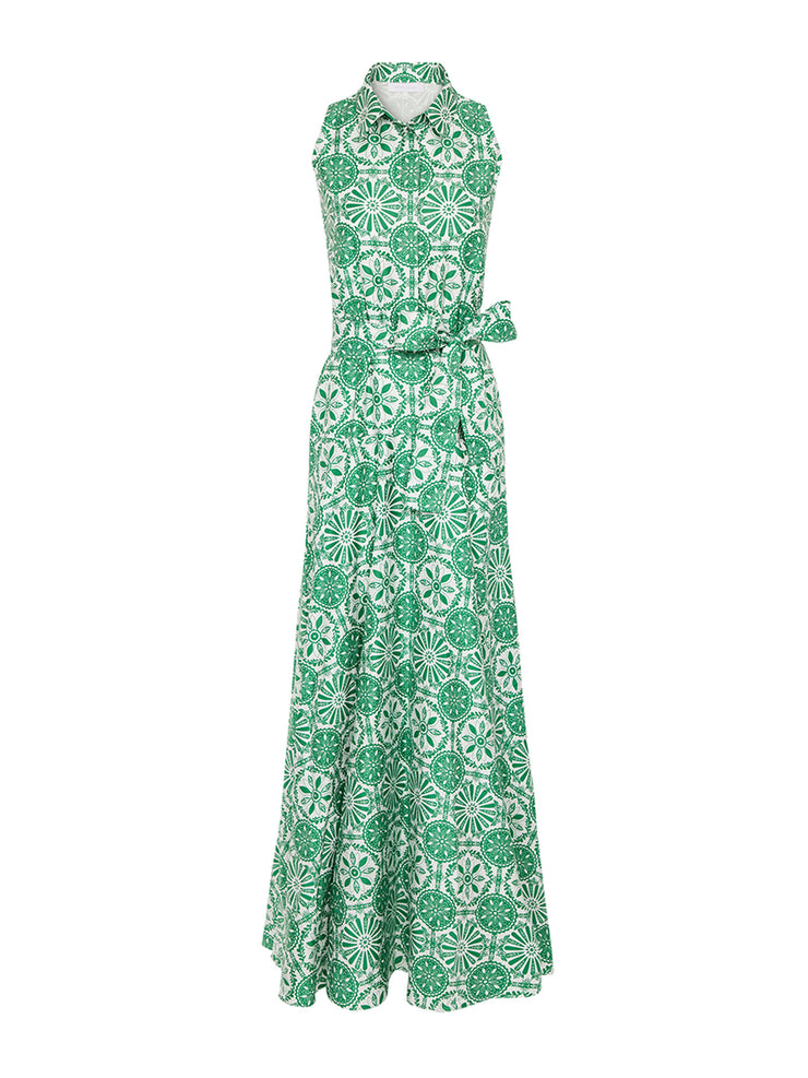 Green and white paloma maxi dress