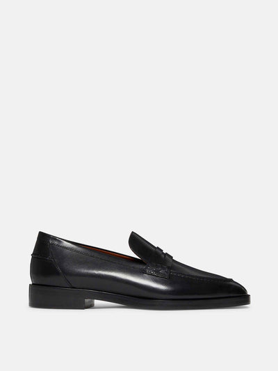 Le Monde Beryl Black leather penny loafers at Collagerie