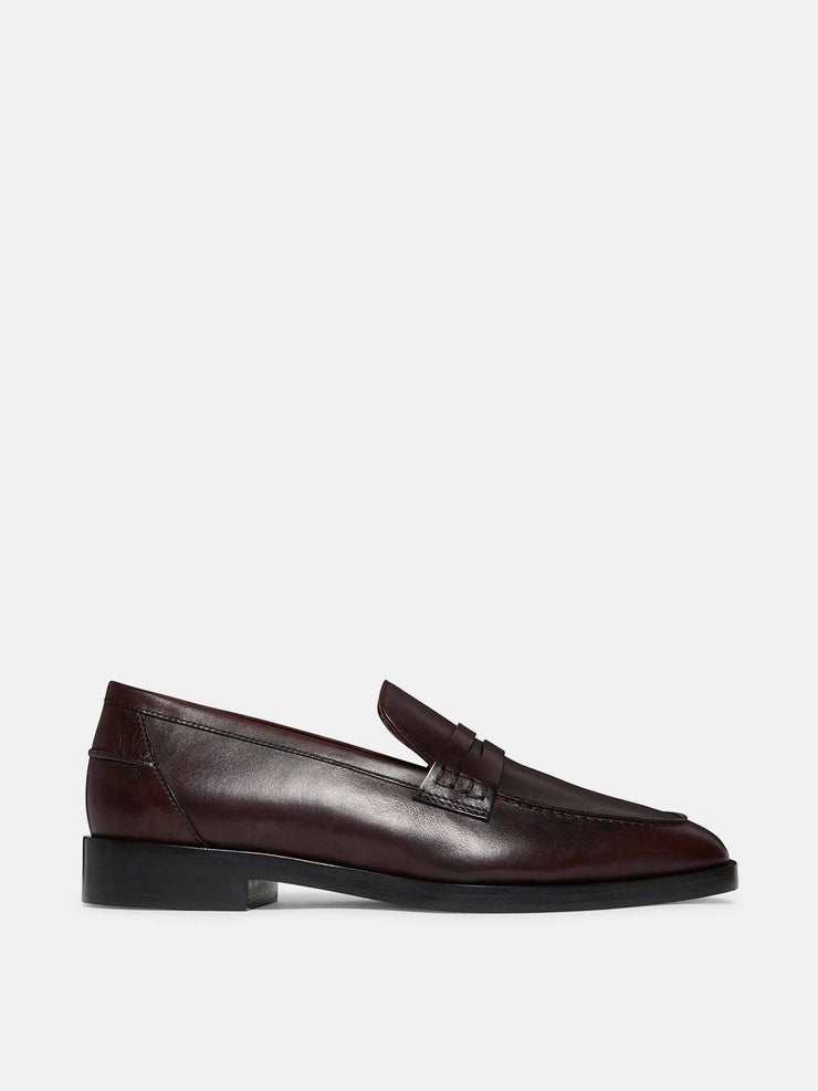 Cordovan leather penny loafers