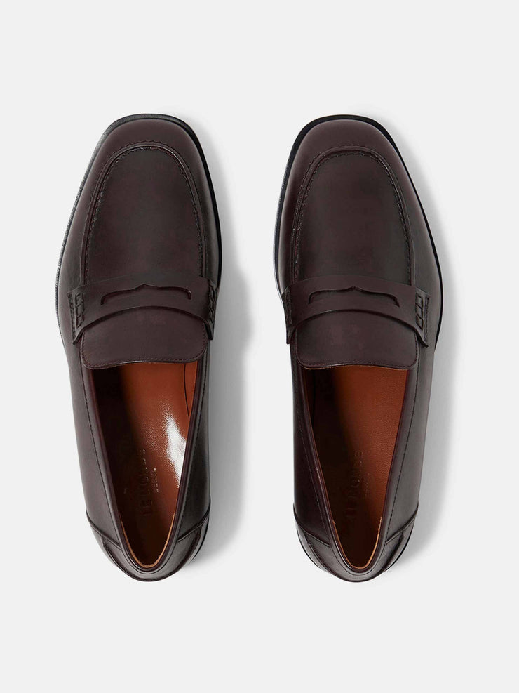 Cordovan leather penny loafers