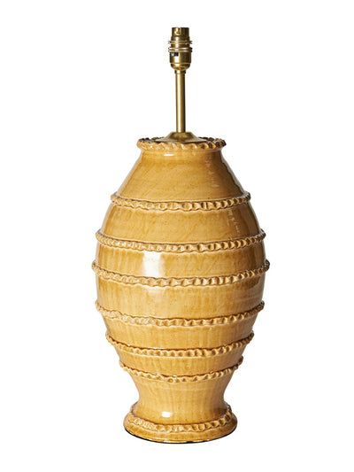 Penny Morrison Mustard wiggle-ribbed ceramic lamp base at Collagerie
