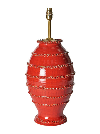 Penny Morrison Red wiggle ribbed urn ceramic lamp base at Collagerie