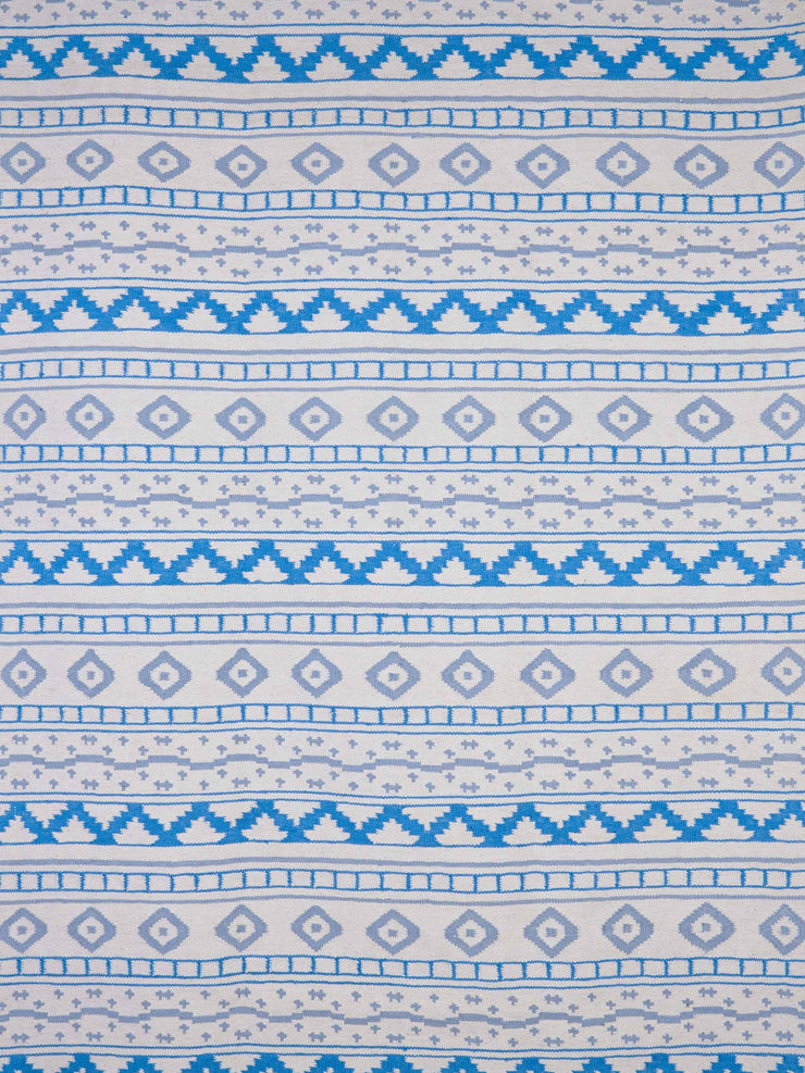 Blue on white azteca rug