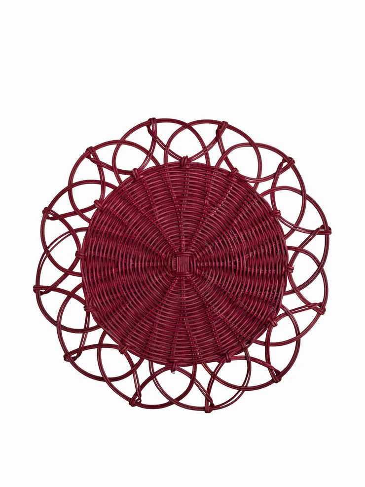 Red wicker table mat