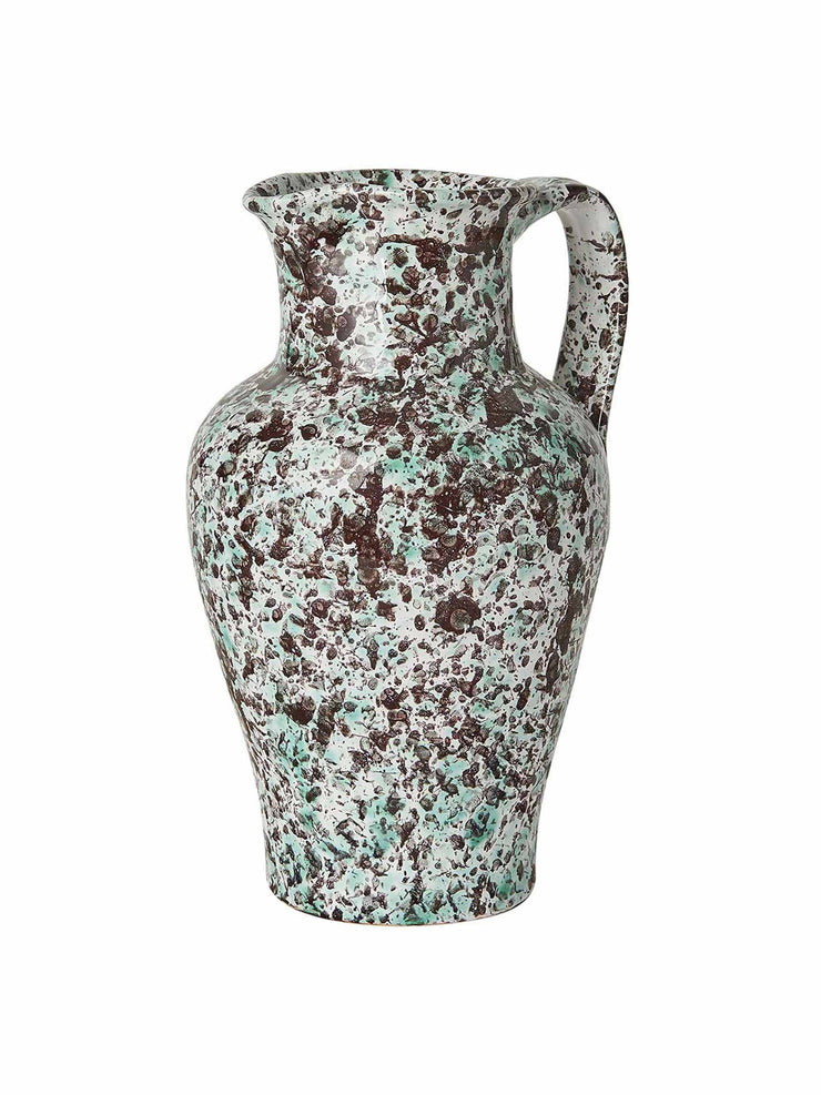 Mint green and brown speckled water jug