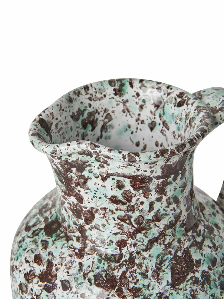 Mint green and brown speckled water jug