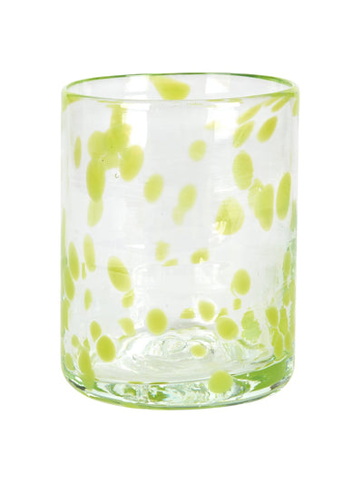 Penny Morrison Lime green confetti Murano glass tumbler at Collagerie