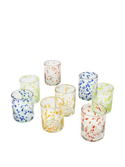 Available in four vibrant colours, Penny Morrison's hand-blown confetti tumblers are eye-catching and fun. Collagerie.com