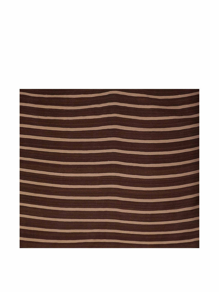Brown and white striped rug