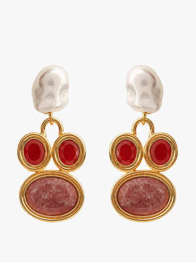 ERDEM Pearl and red-pink stone earring at Collagerie