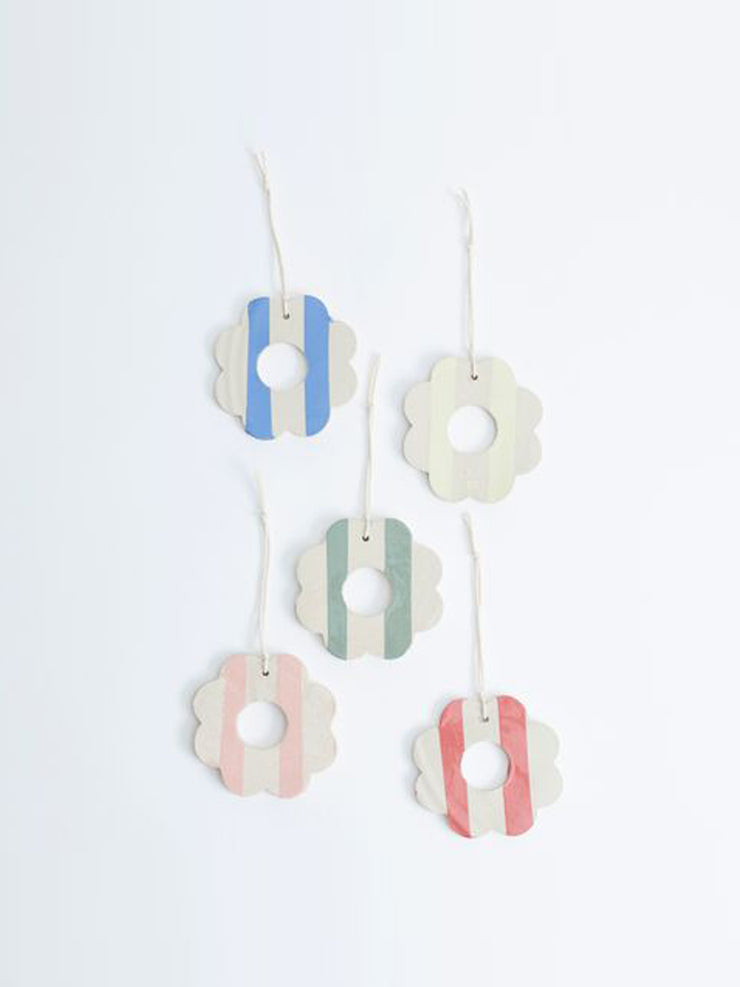 Striped hanging flower decoration (set of 5)