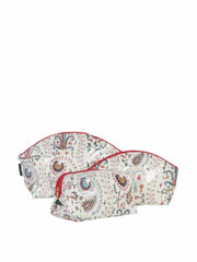 Mughal mini oilcloth box shape wash bag with pink zip