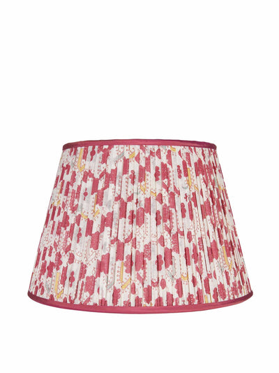Penny Morrison Limited edition cloud print pleated voile shade raspberry with raspberry trim at Collagerie