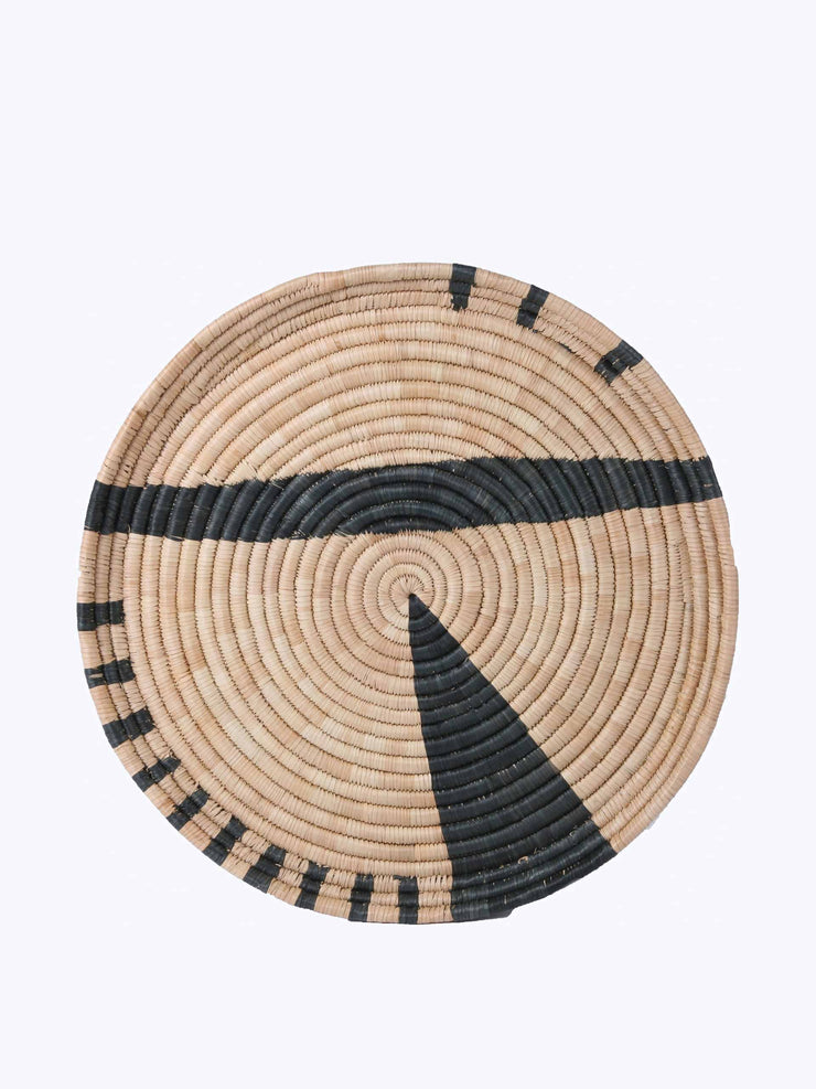 Large woven black and natural wall basket