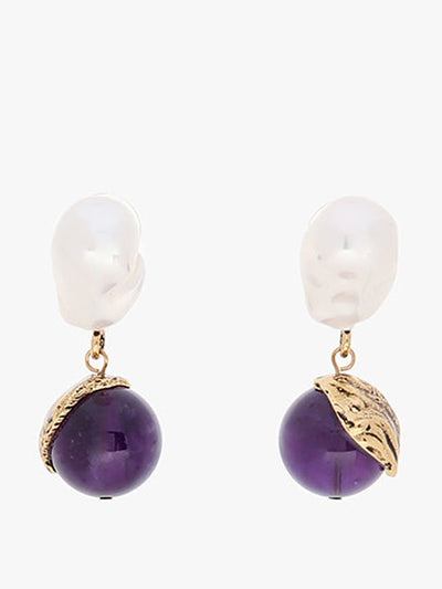 ERDEM Amethyst and pearl gold stud earrings at Collagerie