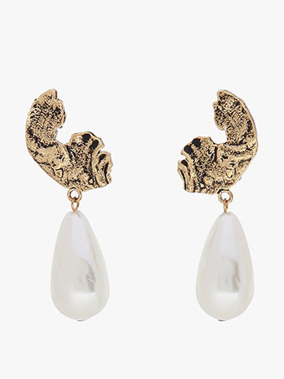 ERDEM Antique pearl drop gold clip-on earrings at Collagerie