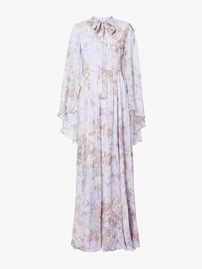 ERDEM Chiara floral lilac silk voile gown at Collagerie