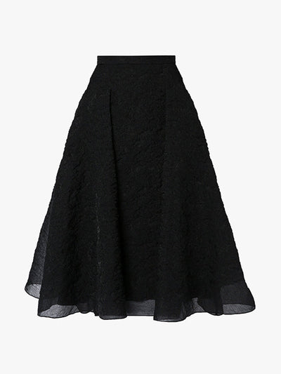 ERDEM Sonya black organza cloqué skirt at Collagerie