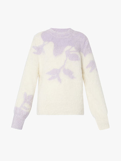 ERDEM Salma floral lilac mohair jumper at Collagerie