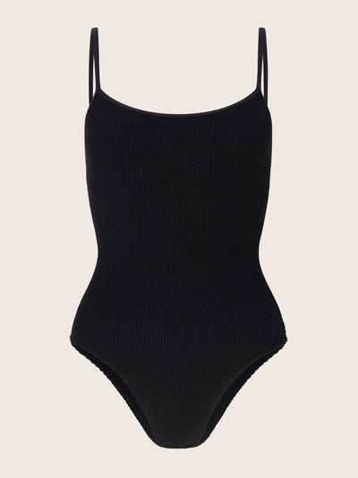 Hunza G Black spaghetti strap Pamela swimsuit at Collagerie