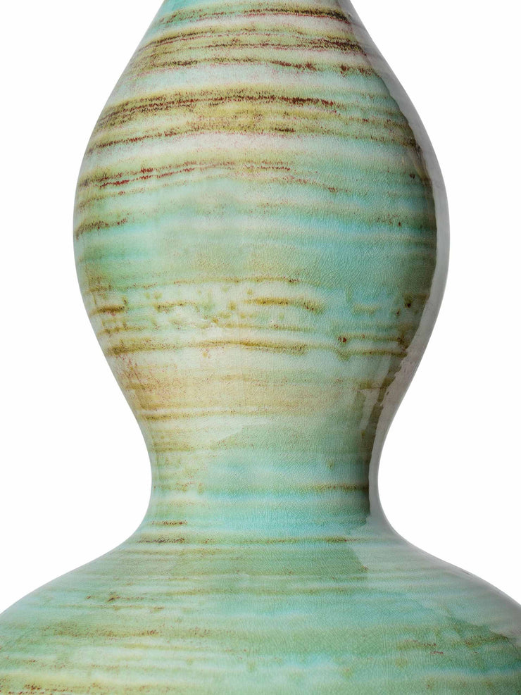 Aqua double gourd ceramic lamp base
