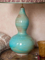 Aqua double gourd ceramic lamp base